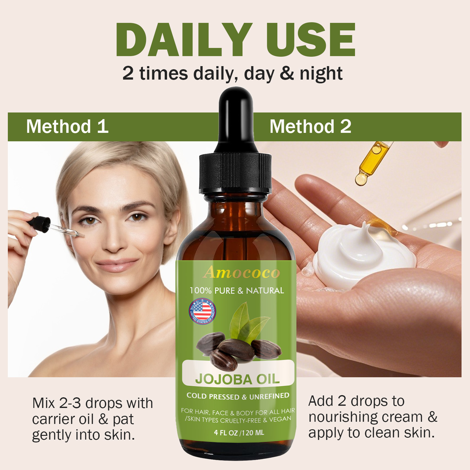 Amococo 2pcs Minyak Jojoba dan - Face Oil Rosehip ulasan dan harga